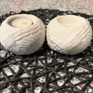 White Textured Candle Holders